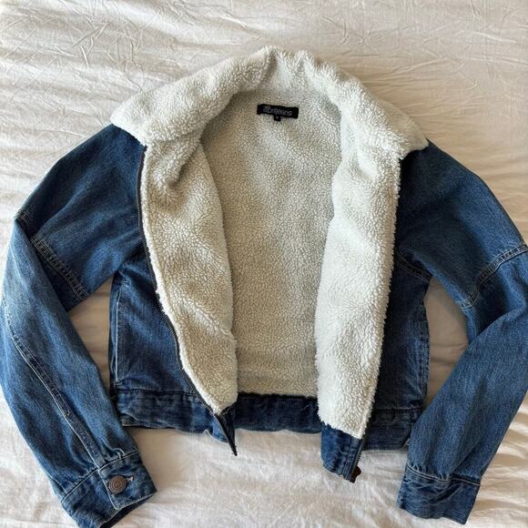 90’s Y2K April Jeans Sherpa Lined Cropped Denim Jacket - Picture 3 of 8